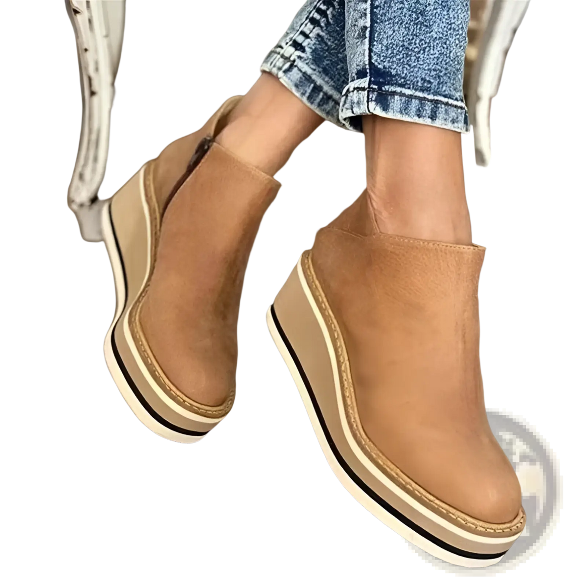 Ankle Boots Chunky Platform Wedge Leather Shoes