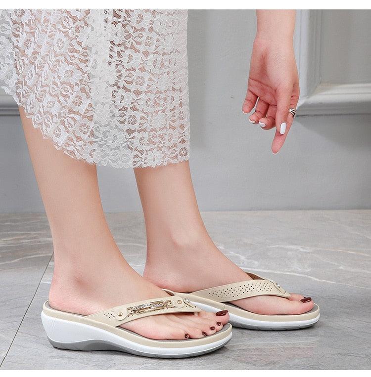 Metal Button flip-flops
