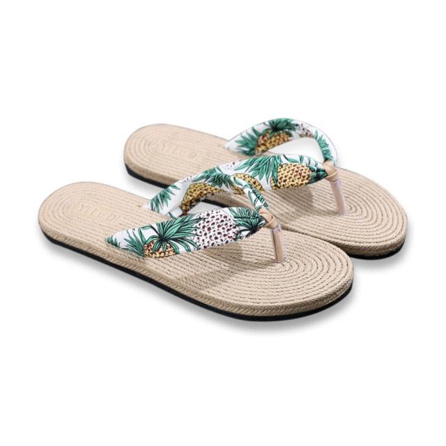 Floral  Beach Hemp Rope Slippers