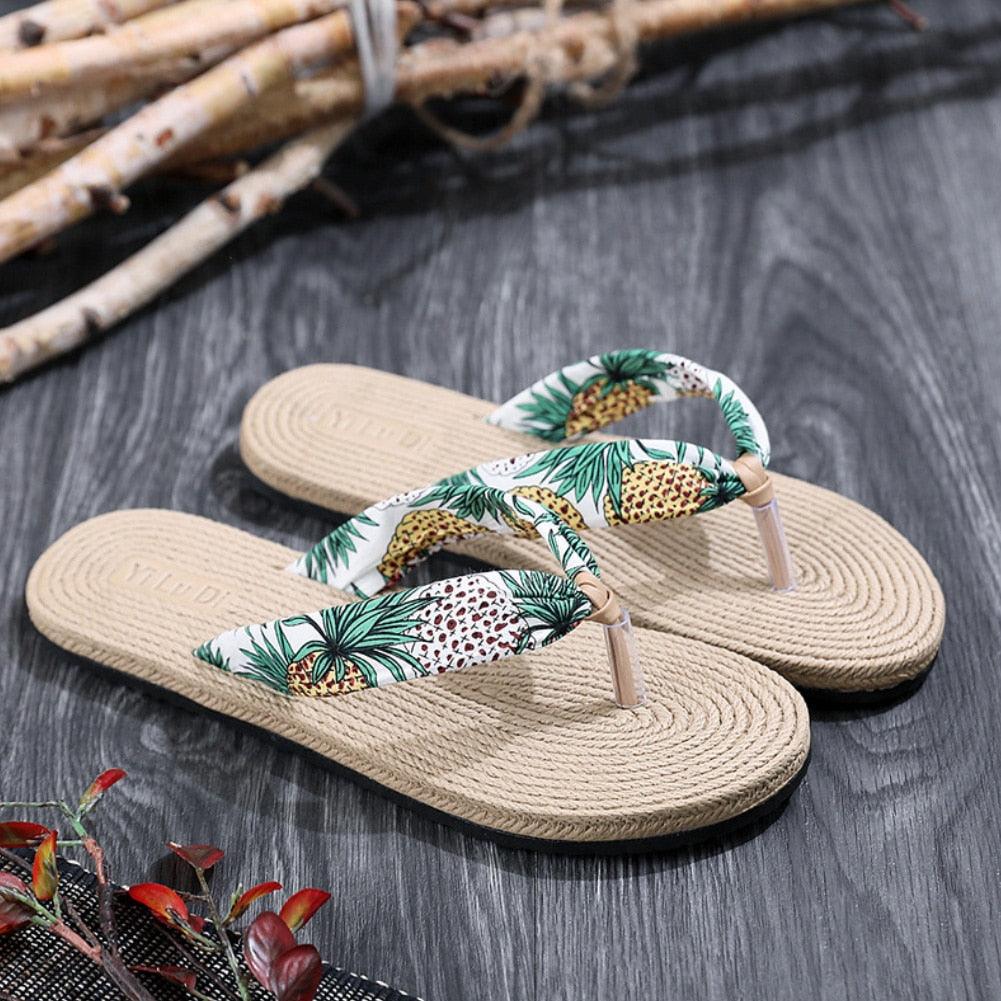 Floral  Beach Hemp Rope Slippers