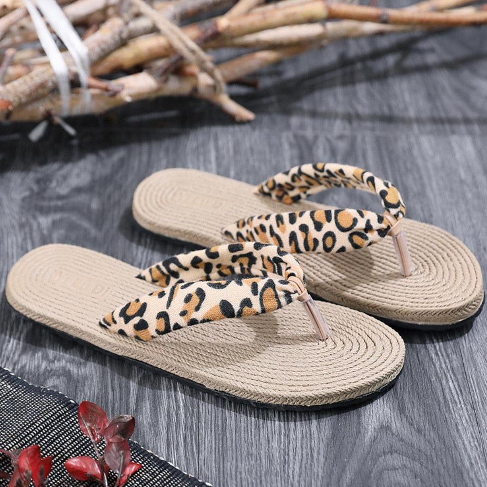 Floral  Beach Hemp Rope Slippers